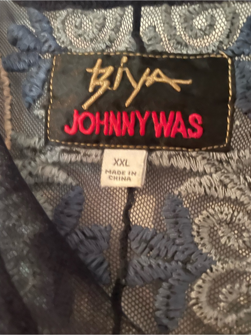 Johnny Was Navy Sheer Embroidered Floral Maxi Dress - Picture 2 of 5